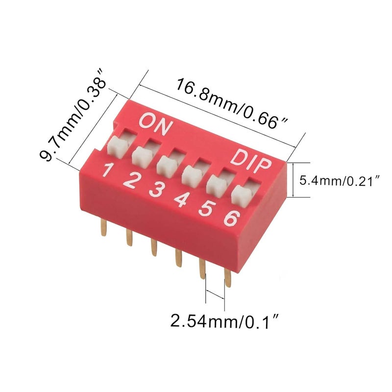 Juasky 20pcs Double Row Dip Switch 6 Position, Slide Type Switch 2.54mm PCB Mountable On Off Toggle Switches for Circuit,Breadboard - Image 2